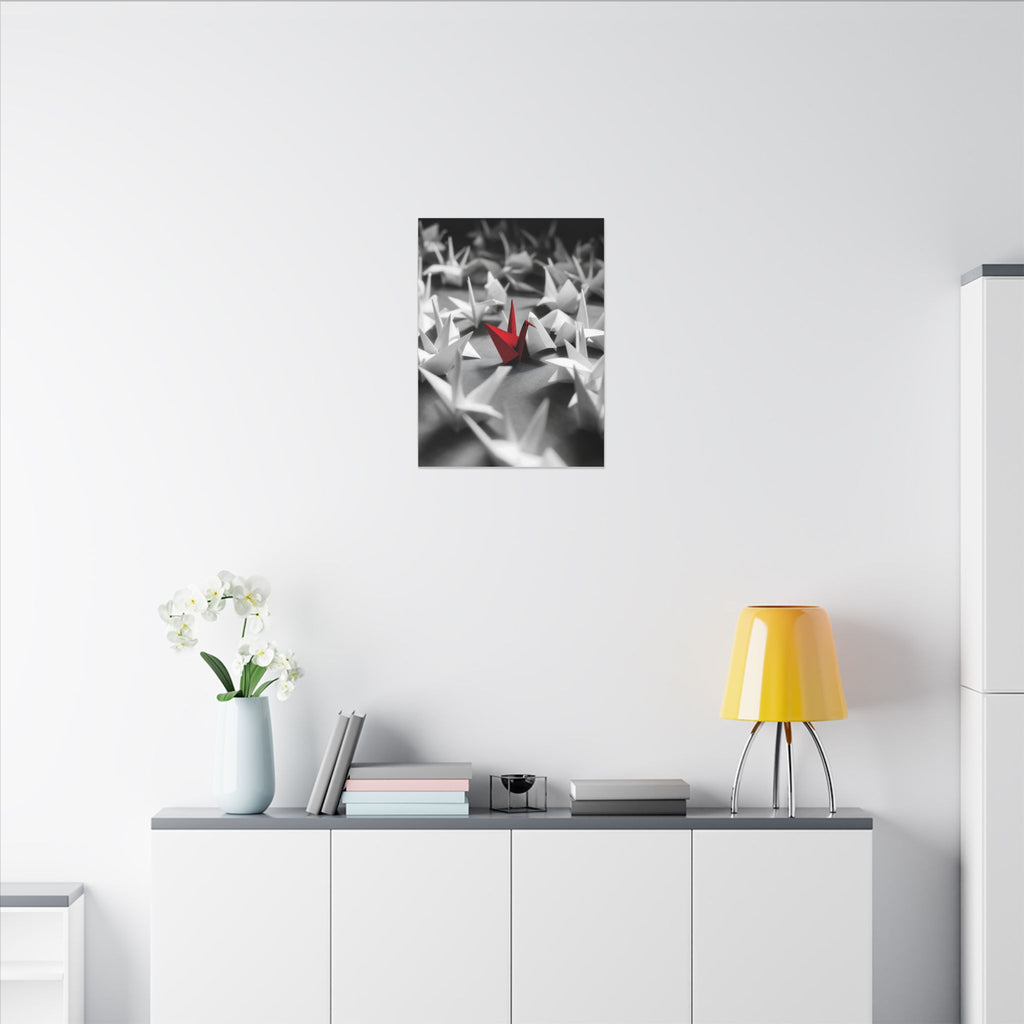 The Red Crane - Unique Wall Art For Office | Canvas