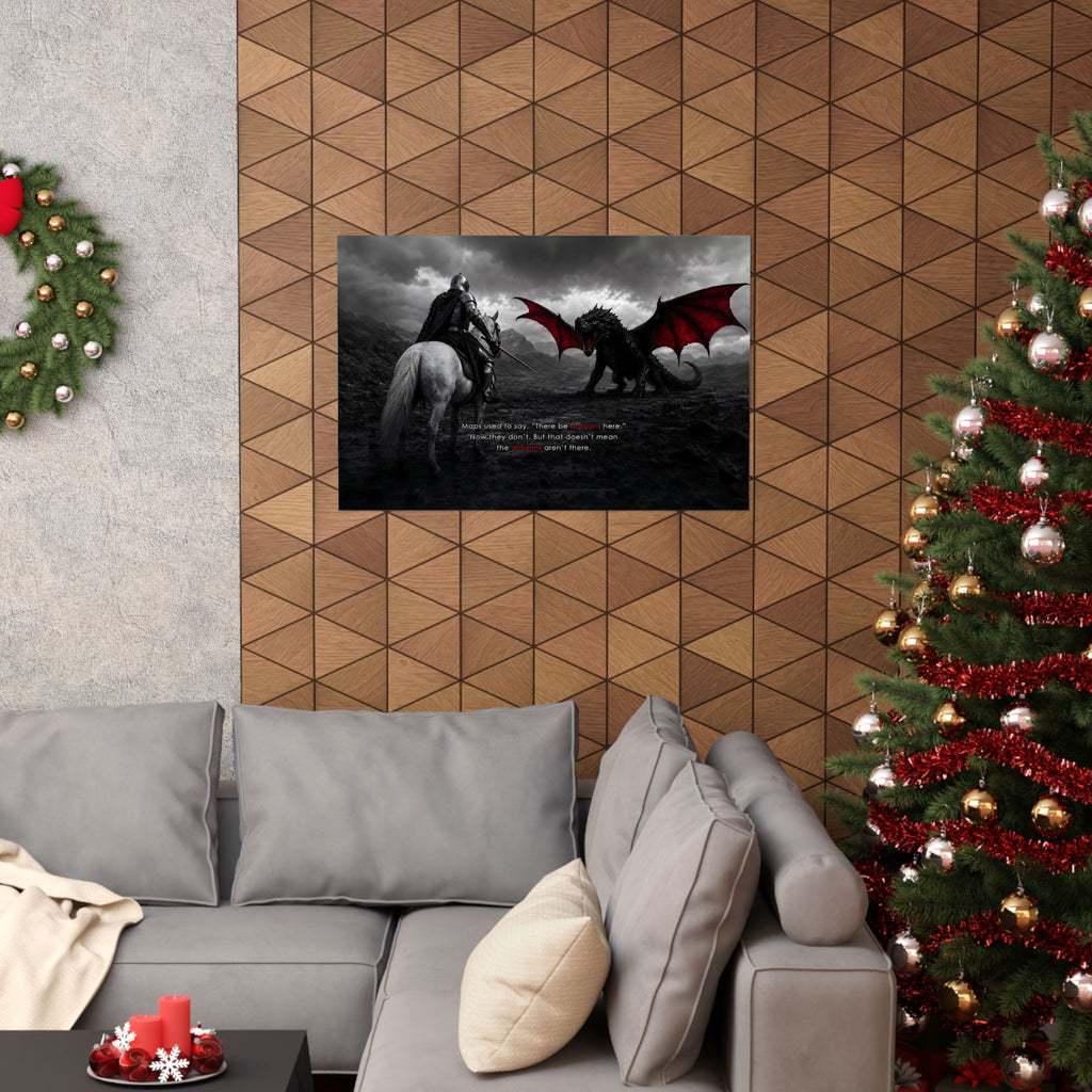 There Be Dragons - Man Cave Decor | Matte Poster (Landscape)