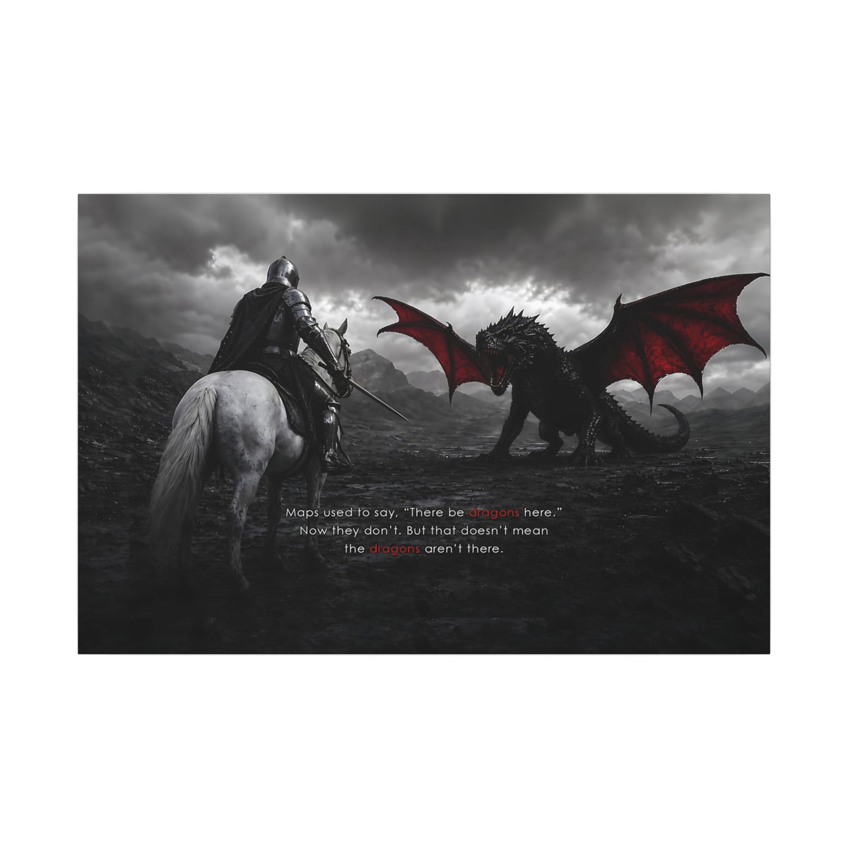 There Be Dragons - Man Cave Decor | Canvas (Landscape)