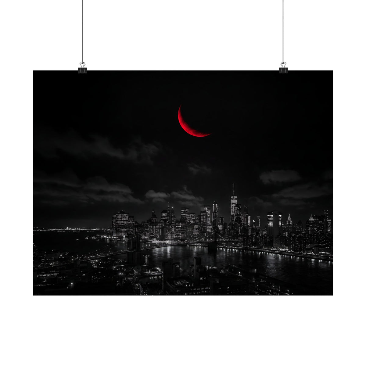 Red Crescent - Red Wall Decor | Matte Poster (Landscape)