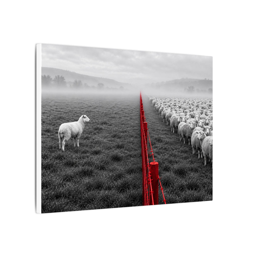 Lone Lamb - Black and White Wall Art | Canvas (Landscape)