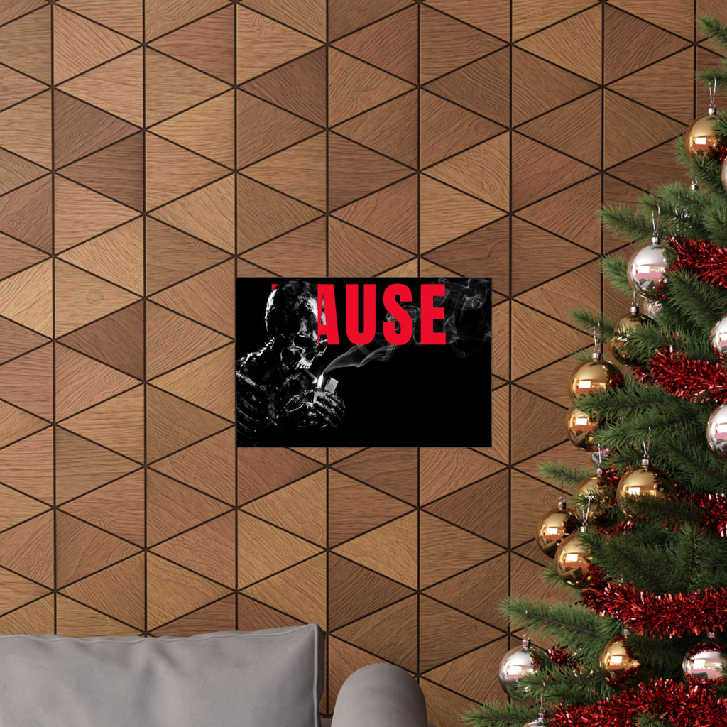 Pause (Landscape) - Smoking Skeleton Wall Art, Dark Gothic Man Cave | Matte Poster