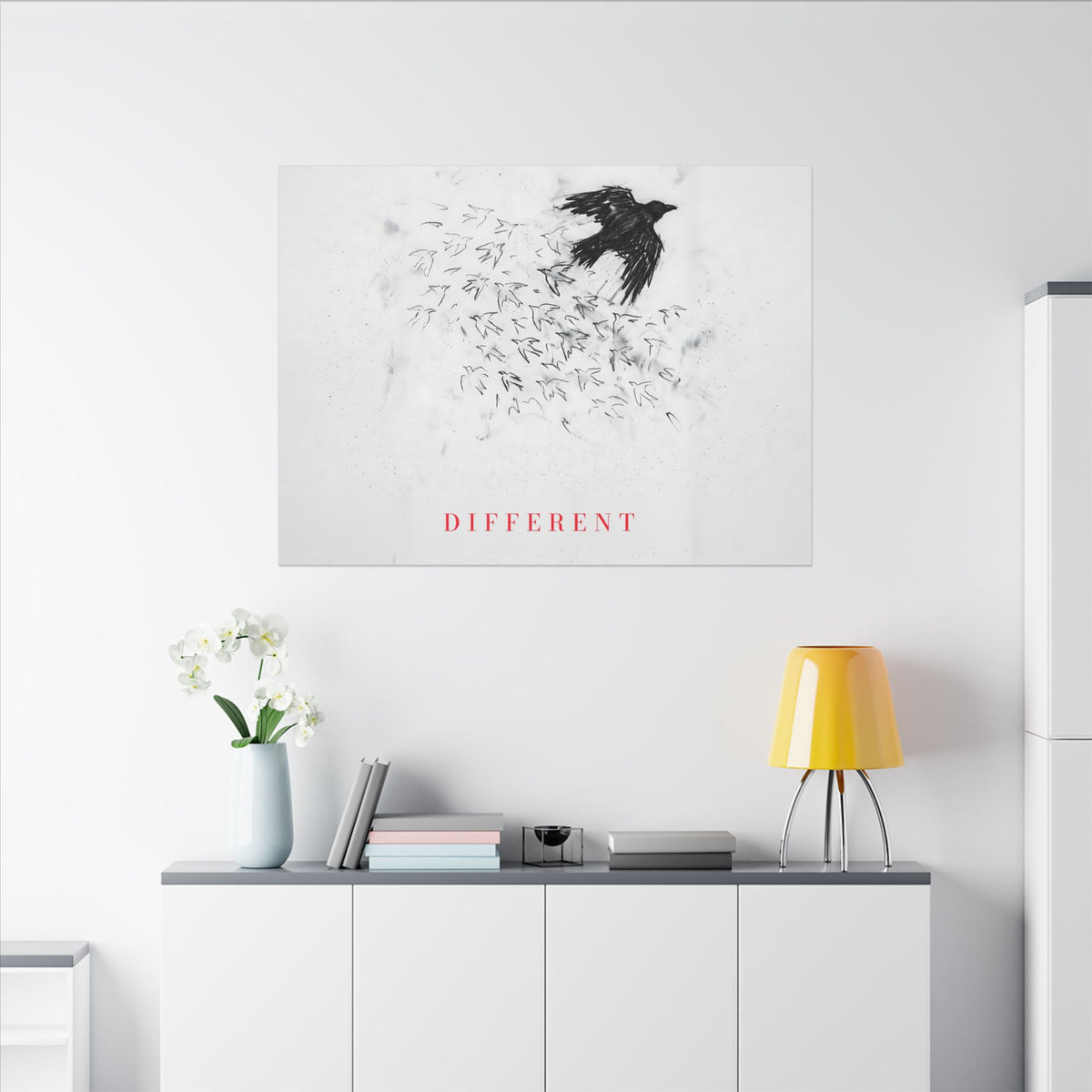 The Flock Went Left - Charcoal Wall Art | Canvas (Landscape)