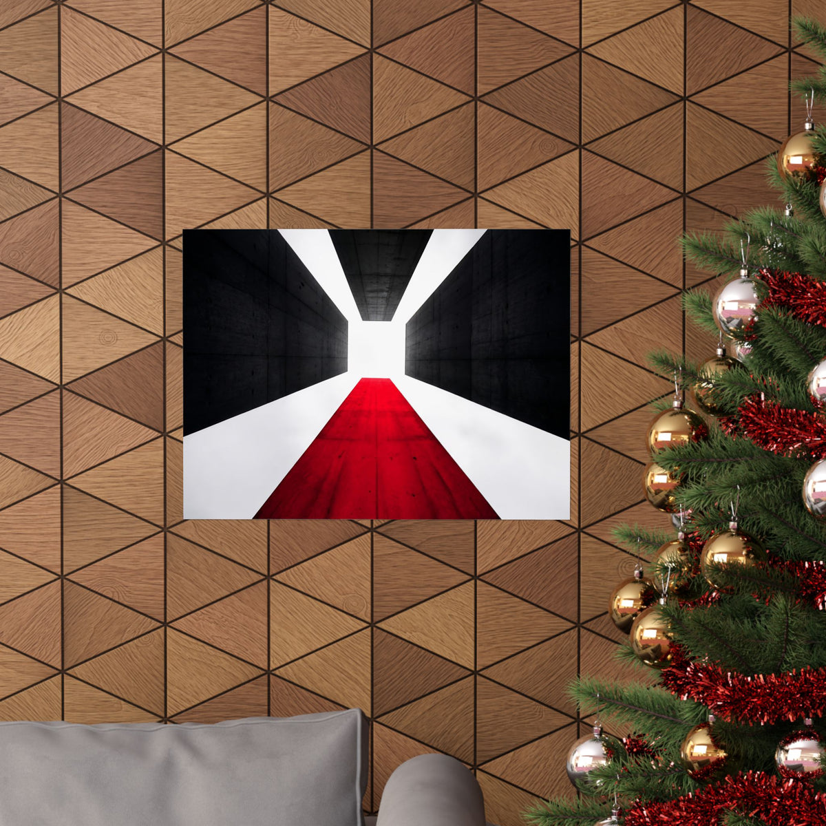 The Red Facade - Red Wall Decor | Matte Poster (Landscape)