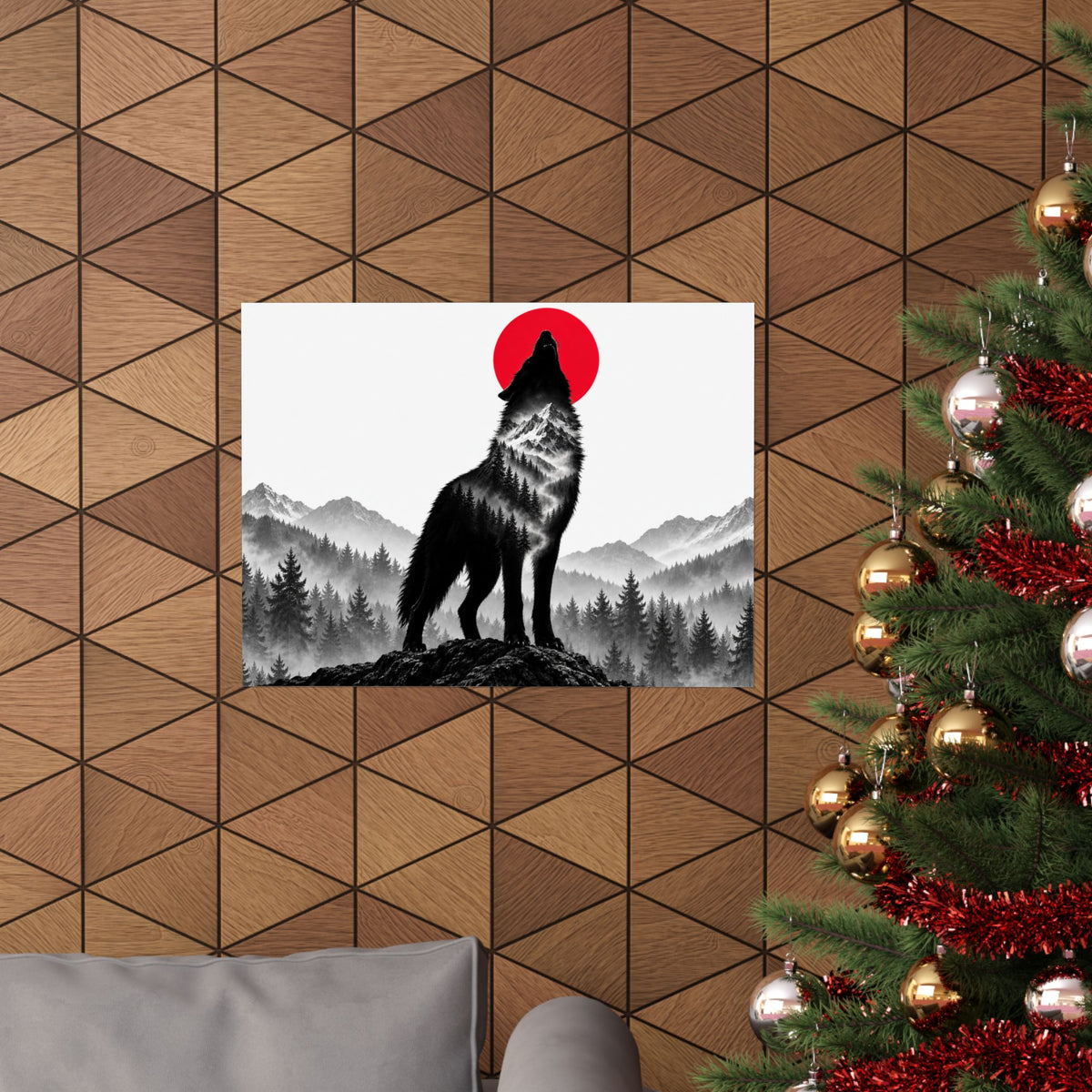 Howling Wolf - Dark Wall Art | Matte Poster (Landscape)
