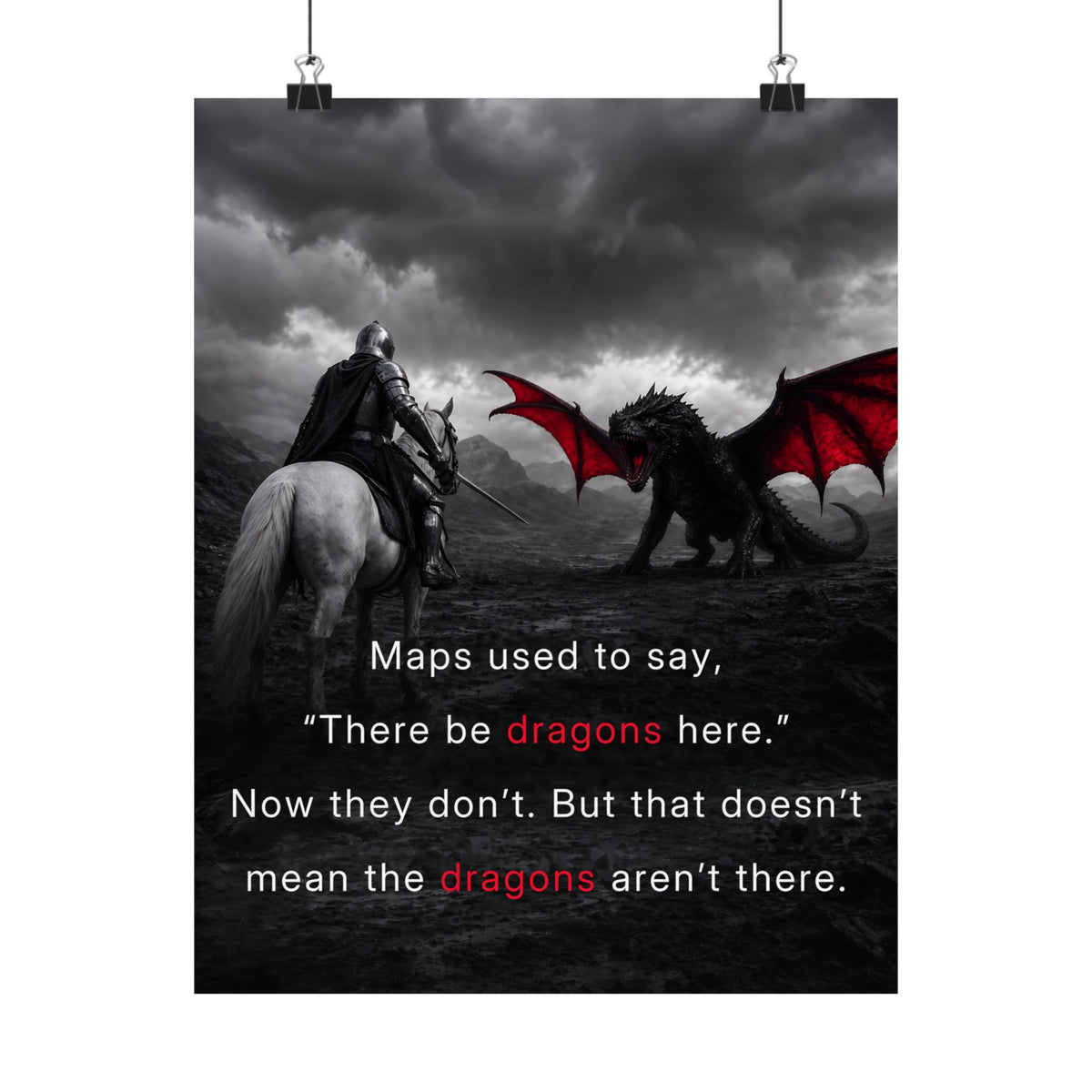 There Be Dragons - Man Cave Decor | Matte Poster