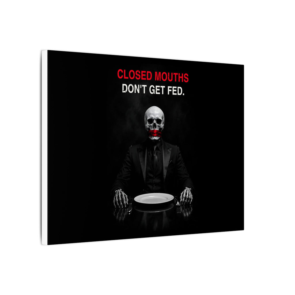 Closed Mouths - Dark Humor Wall Art | Canvas (Landscape)