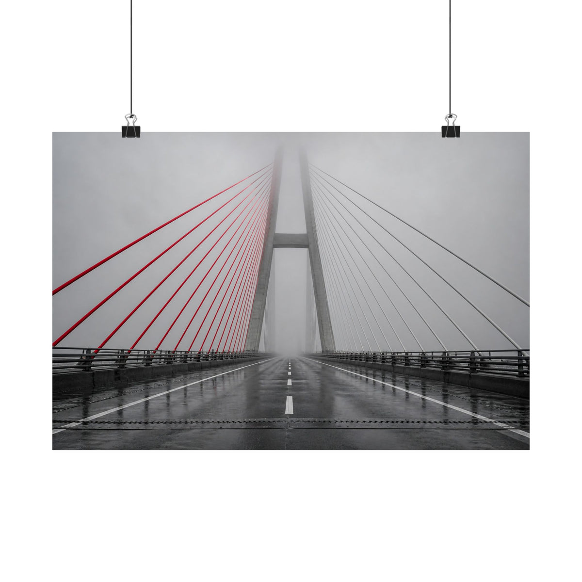Span in Fog - Red Wall Decor | Matte Poster (Landscape)