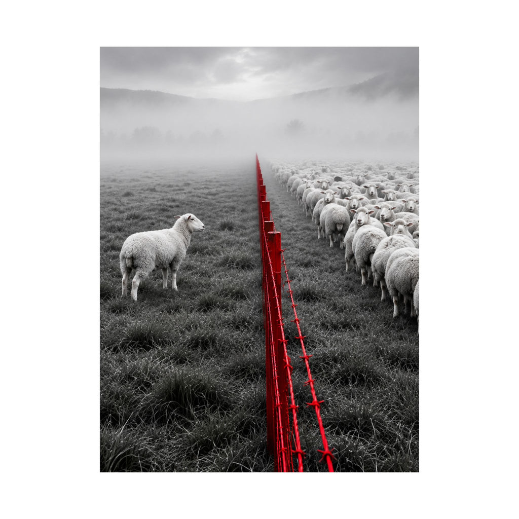 Lone Lamb - Black and White Wall Art | Matte Poster