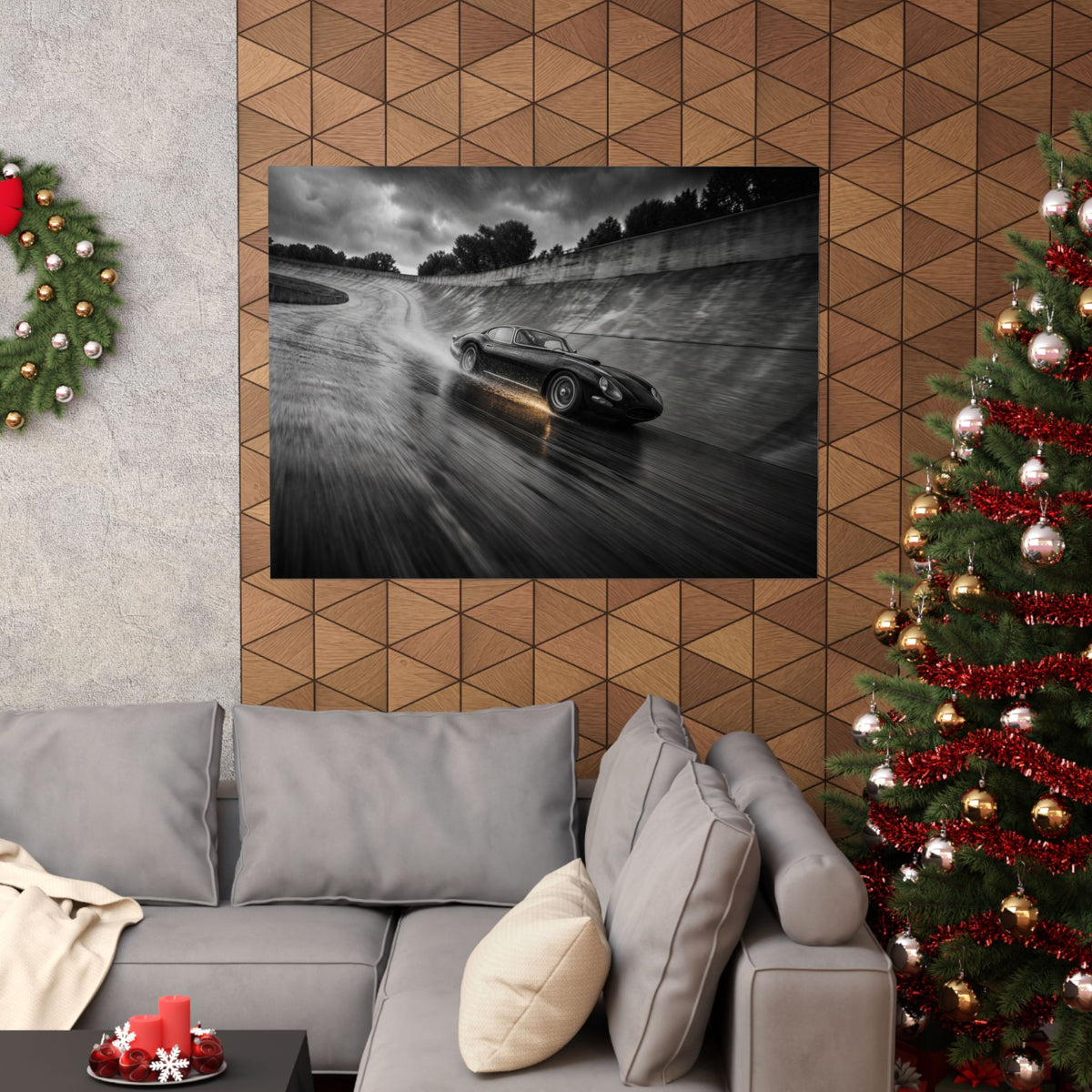 Banked in the Rain - Race Car Wall Art | Matte Poster (Landscape)