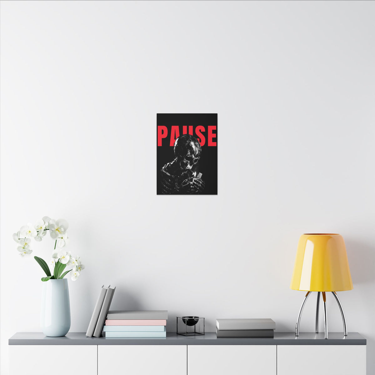 Pause - Smoking Skeleton Wall Art, Dark Gothic Man Cave | Canvas