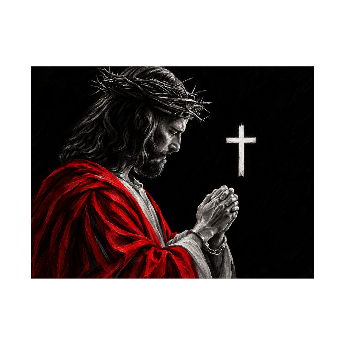 Praying Jesus - Christian Wall Art | Matte Poster (Landscape)