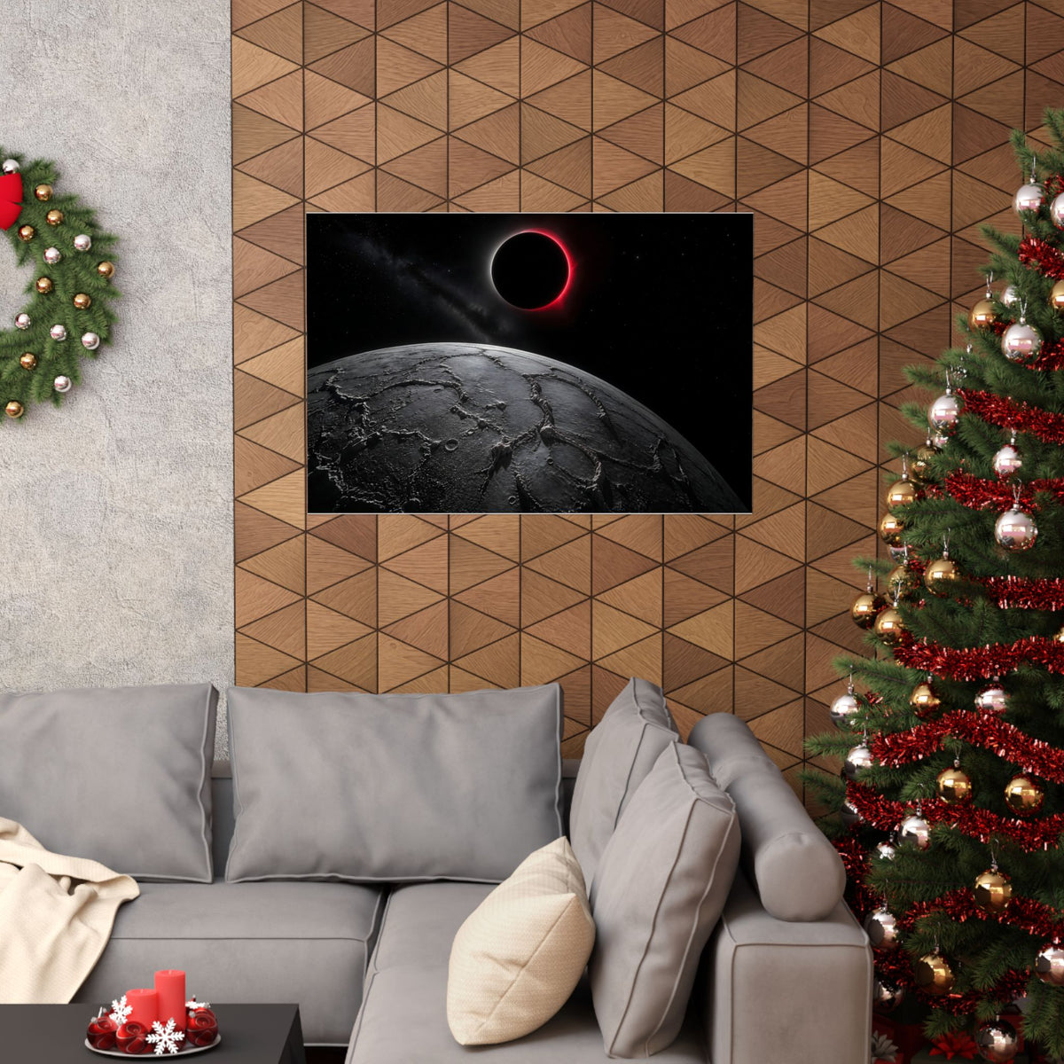 Red Eclipse - Moon Wall Art | Matte Poster (Landscape)