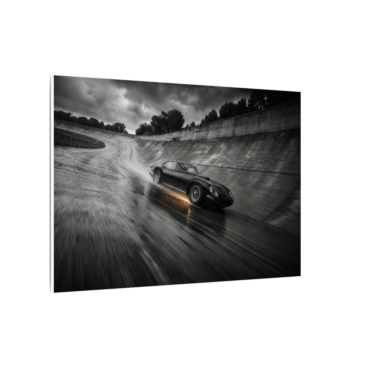 Banked in the Rain - Race Car Wall Art | Canvas (Landscape)