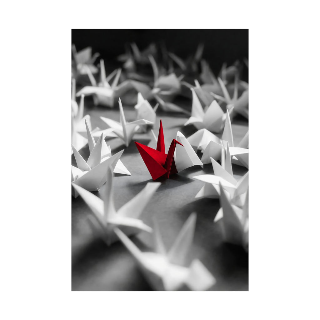 The Red Crane - Unique Wall Art For Office | Matte Poster