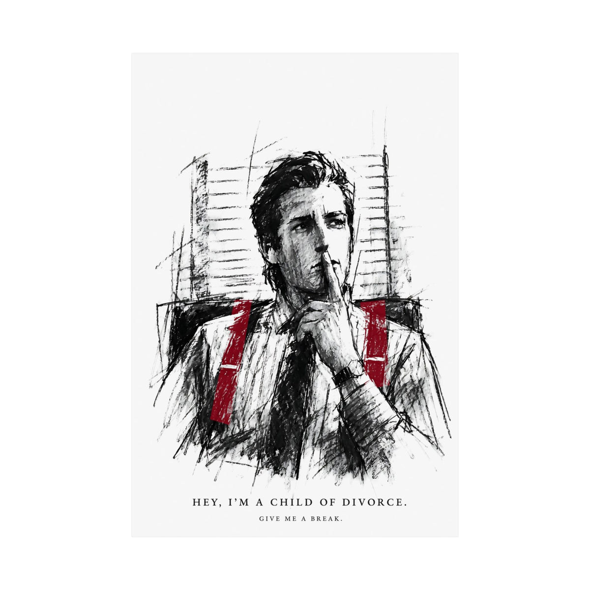 Child of Divorce Sketch - Dark Office Wall Art | Matte Poster