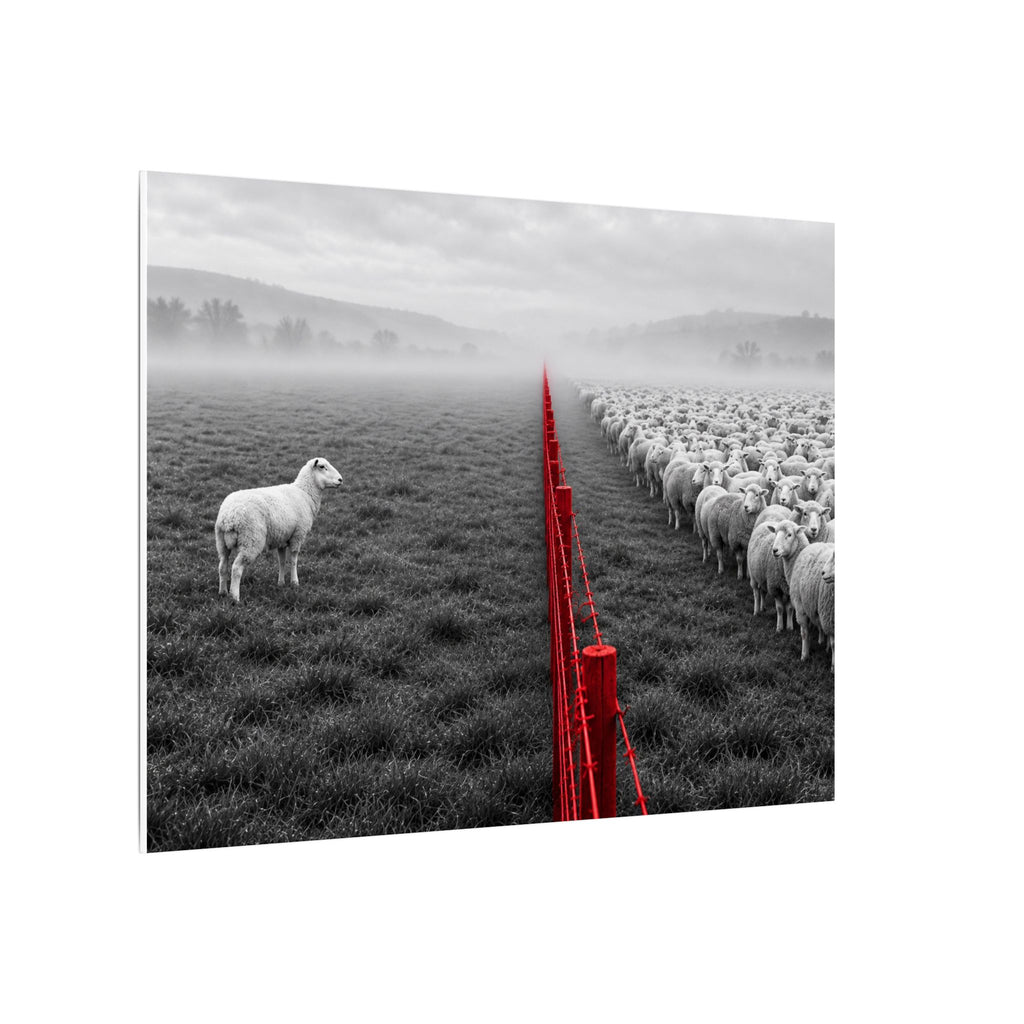 Lone Lamb - Black and White Wall Art | Canvas (Landscape)