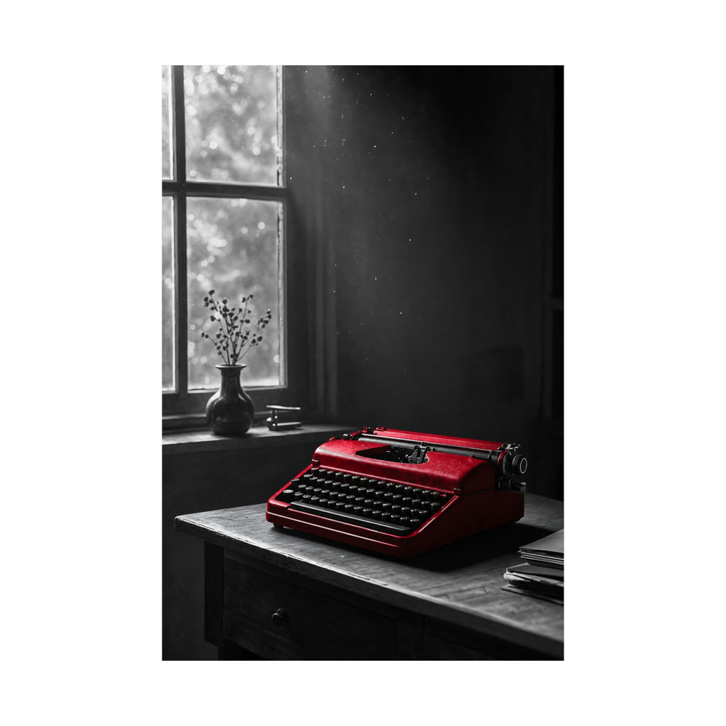 The Red Typewriter - Unique Office Wall Art | Matte Poster
