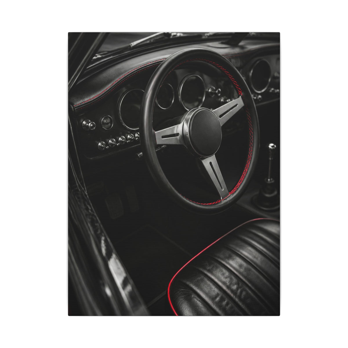 Red Stitch Cockpit - Classic Car Interior Wall Art | Canvas