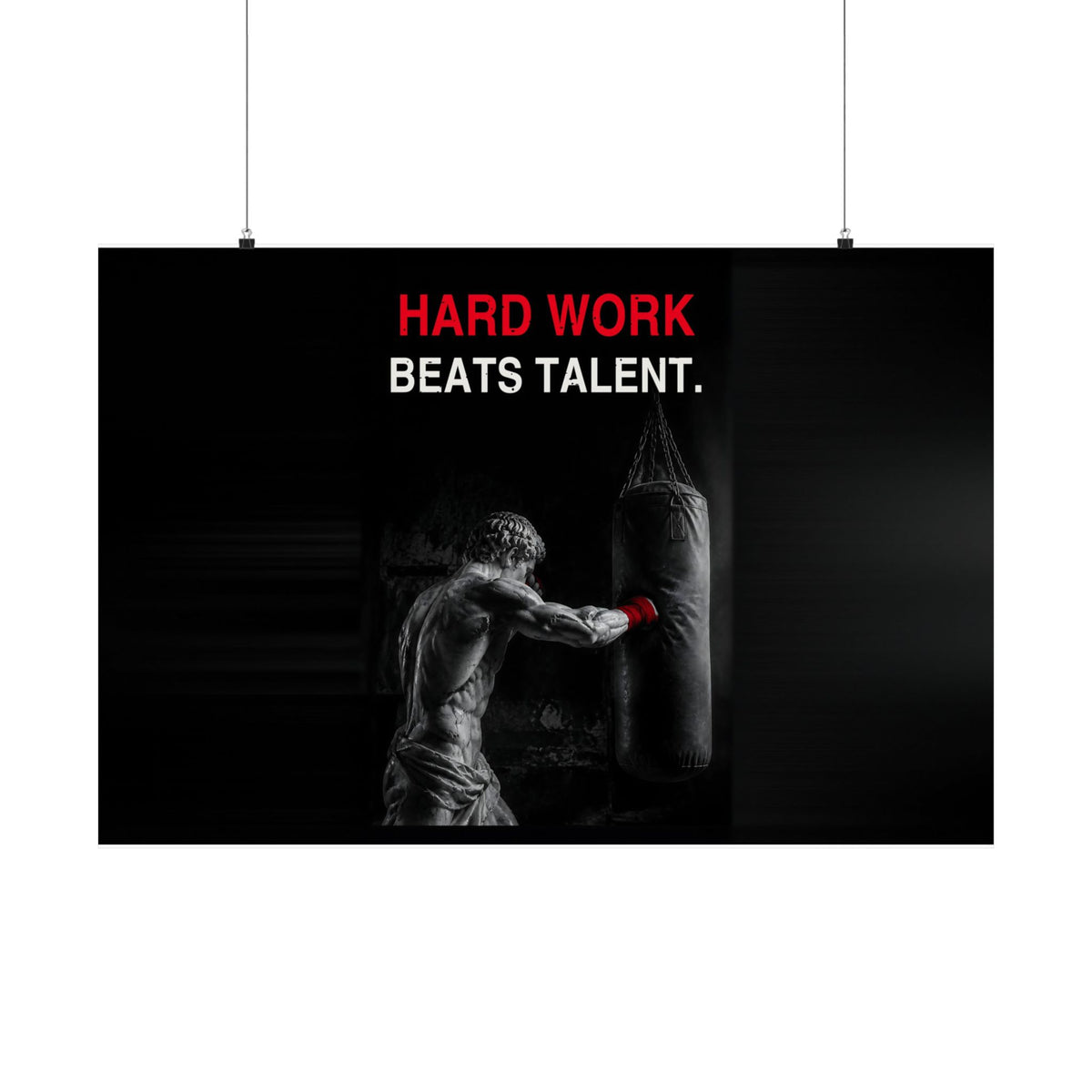 Hard Work Beats Talent - Boxing Wall Art | Matte Poster (Landscape)