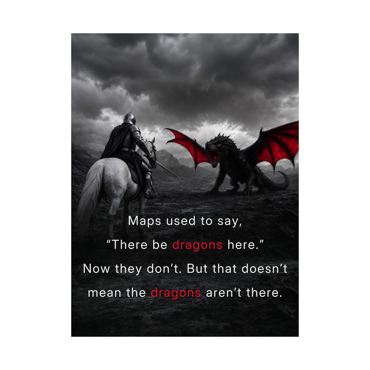 There Be Dragons - Man Cave Decor | Matte Poster