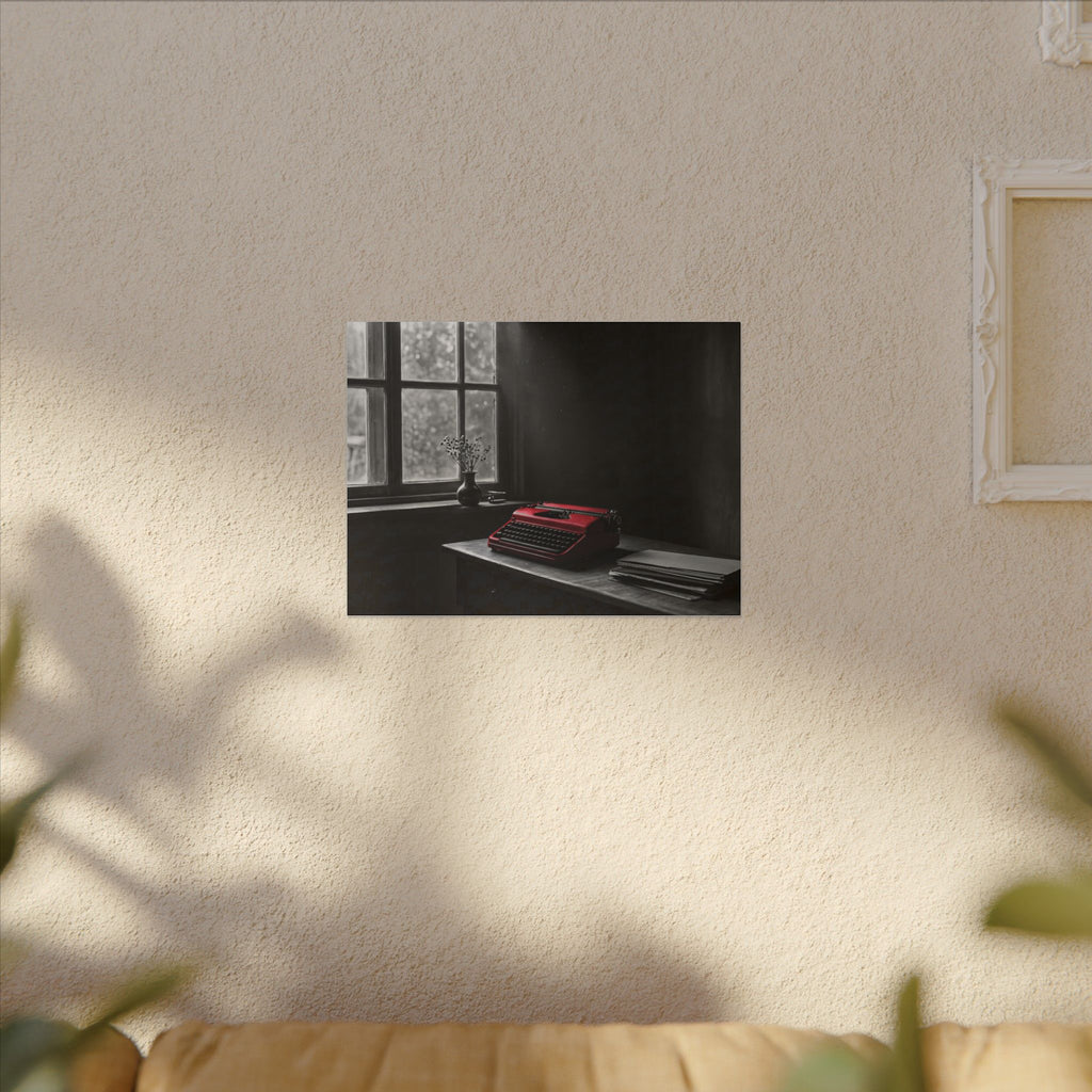 The Red Typewriter - Unique Office Wall Art | Canvas (Landscape)
