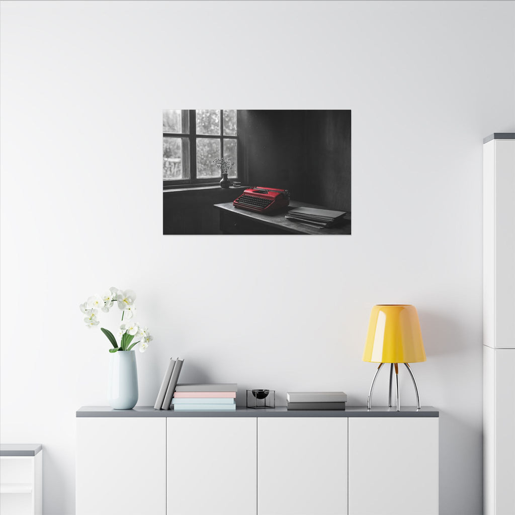 The Red Typewriter - Unique Office Wall Art | Canvas (Landscape)