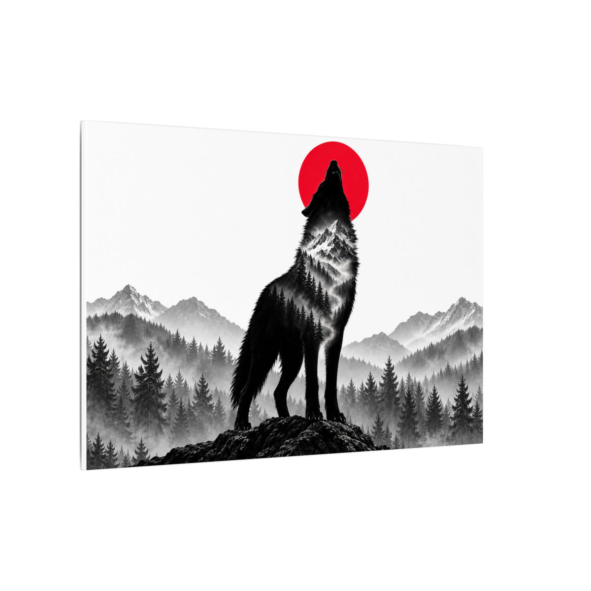 Howling Wolf - Dark Wall Art | Canvas (Landscape)