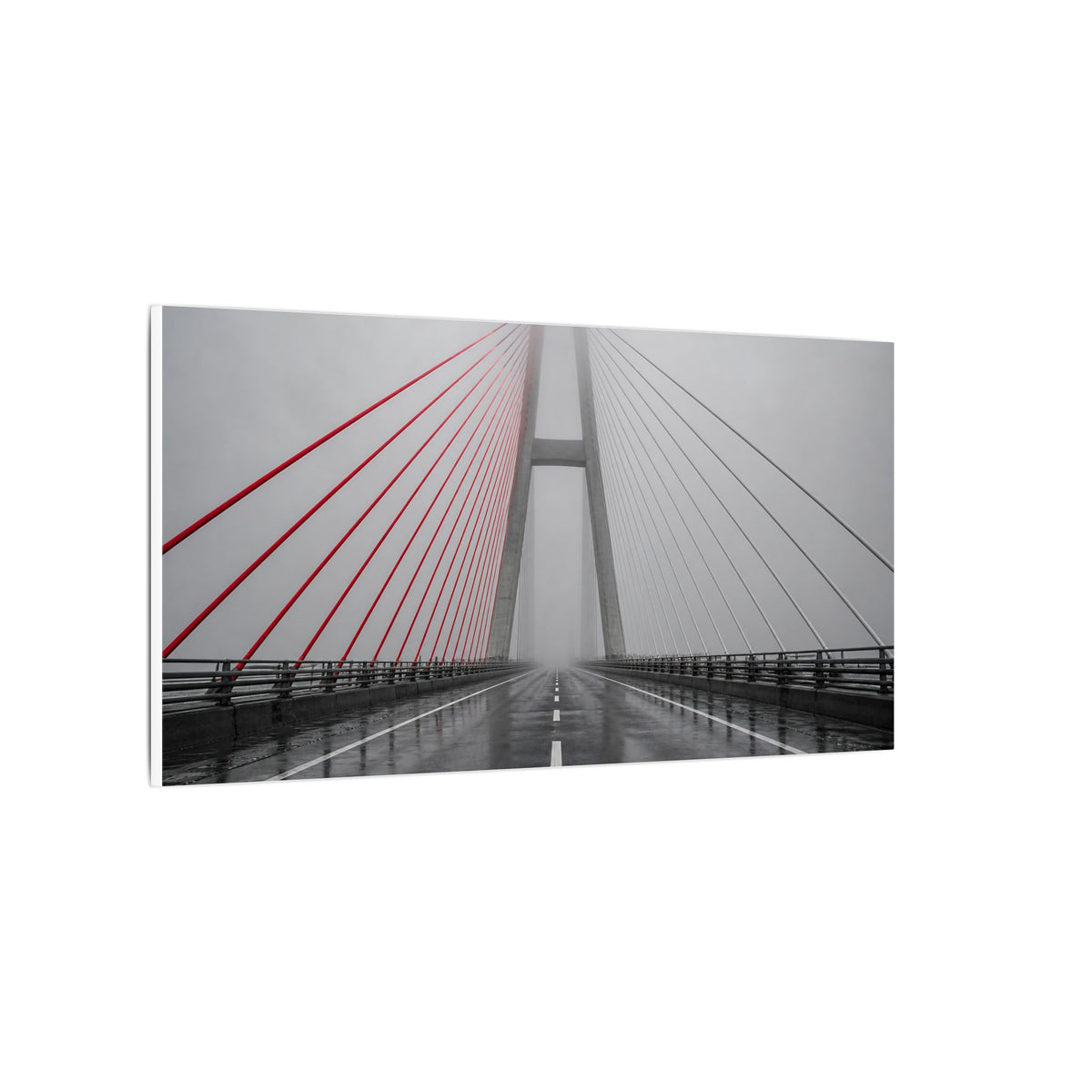 Span in Fog - Red and Black Wall Art | Canvas (Panoramic)