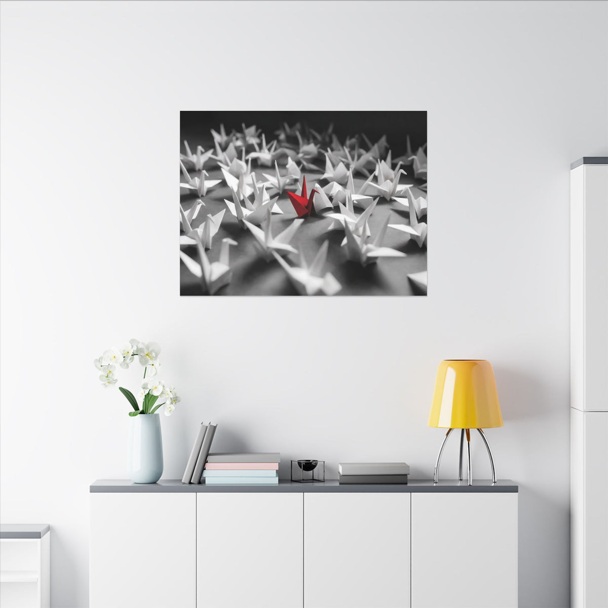 The Red Crane - Unique Wall Art For Office | Canvas (Landscape)