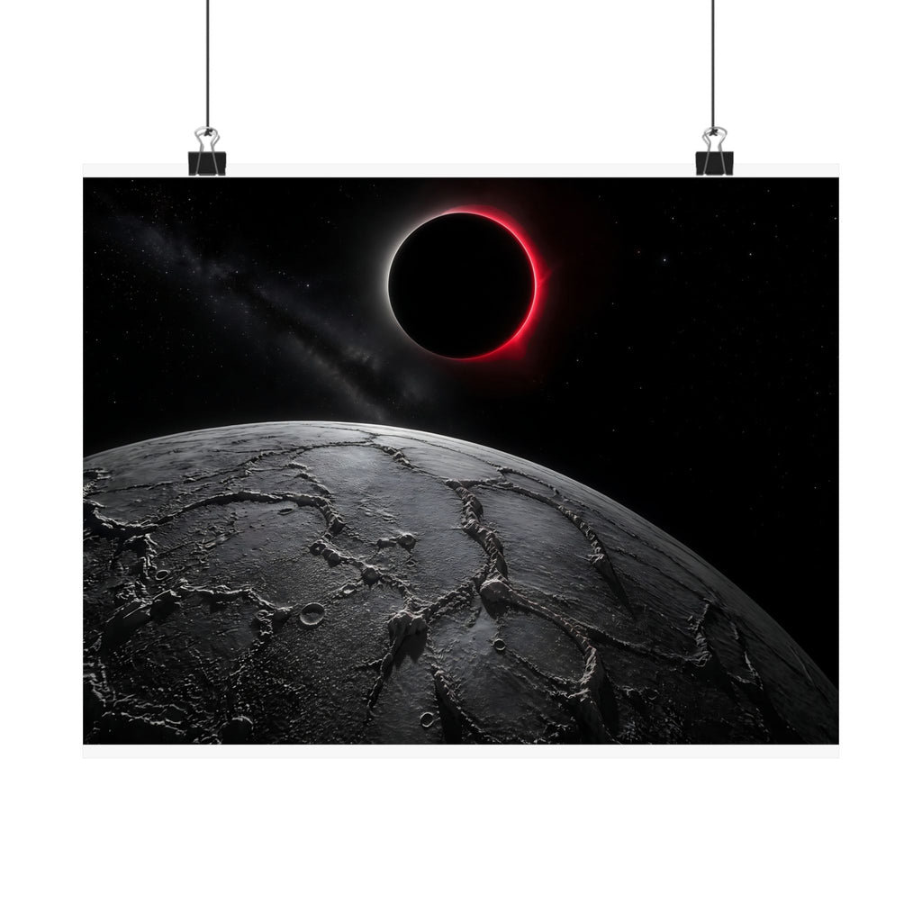 Red Eclipse - Moon Wall Art | Matte Poster (Landscape)
