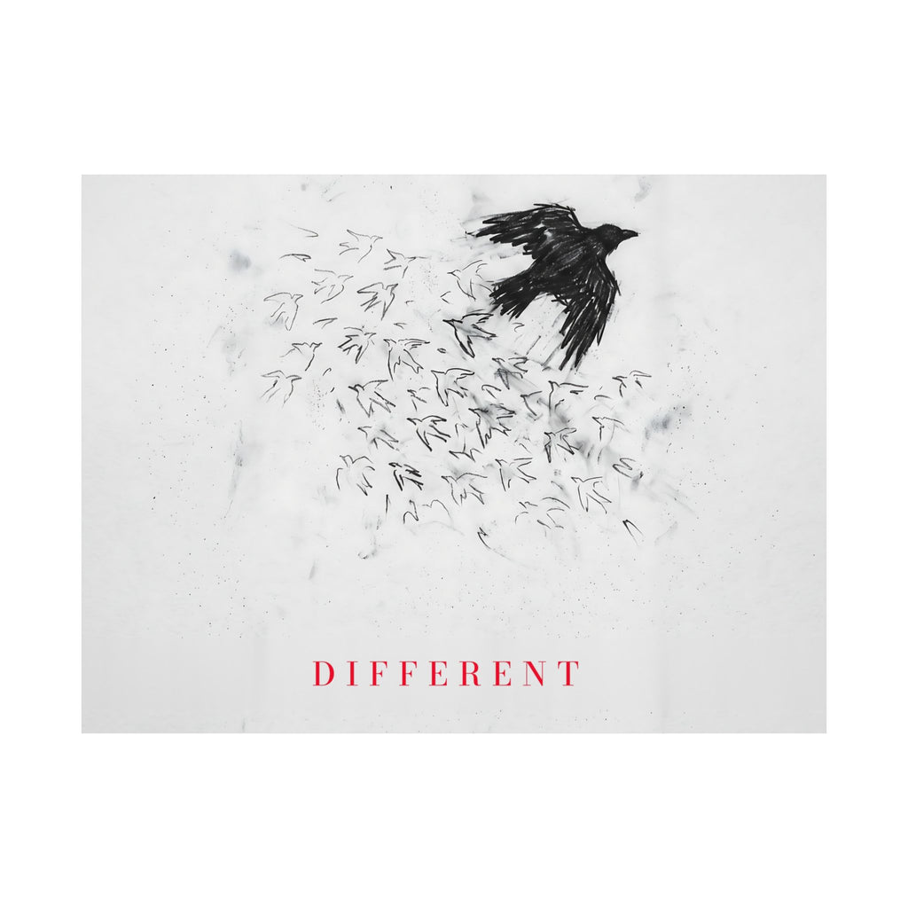 The Flock Went Left - Charcoal Wall Art | Matte Poster (Landscape)