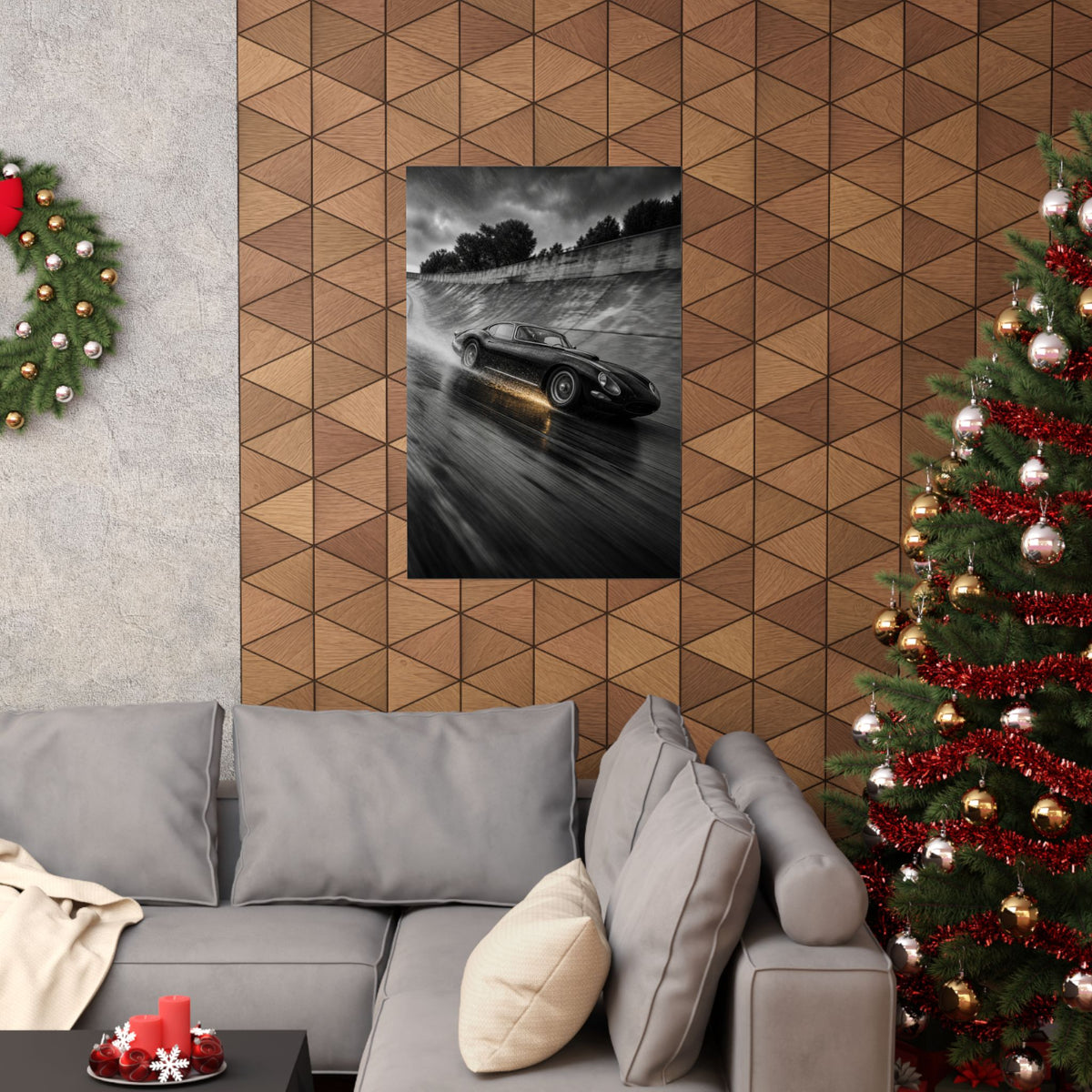 Banked in the Rain - Race Car Wall Art | Matte Poster