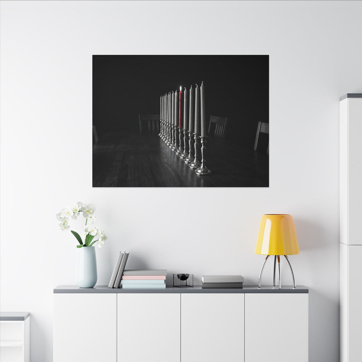 One Candle Lit - Dining Room Wall Art | Canvas (Landscape)