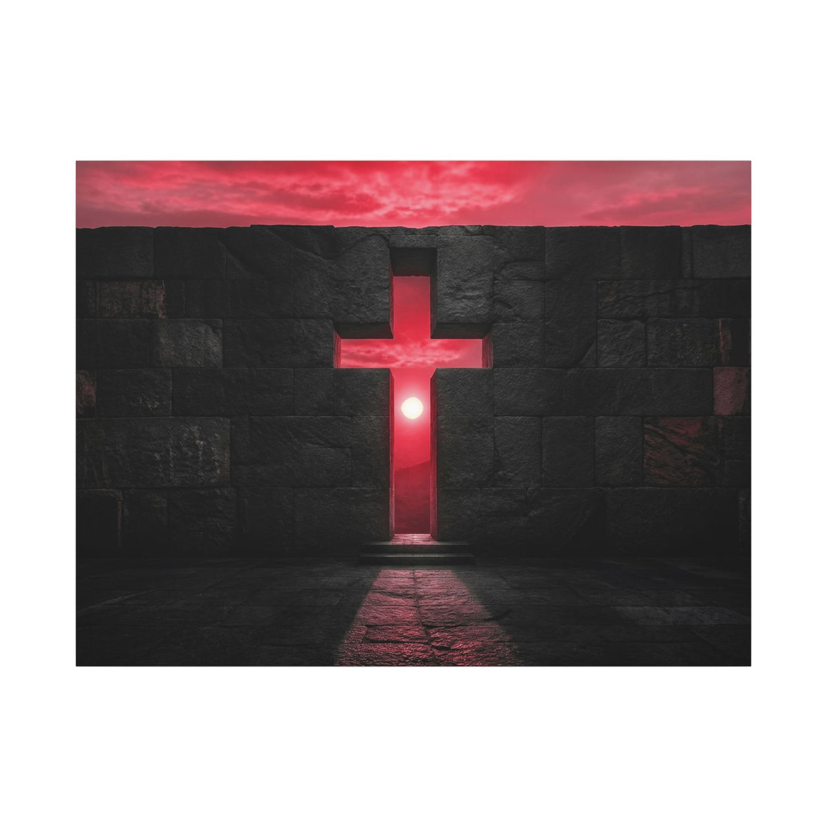 Light Through Stone - Modern Cross Wall Art | Canvas (Landscape)