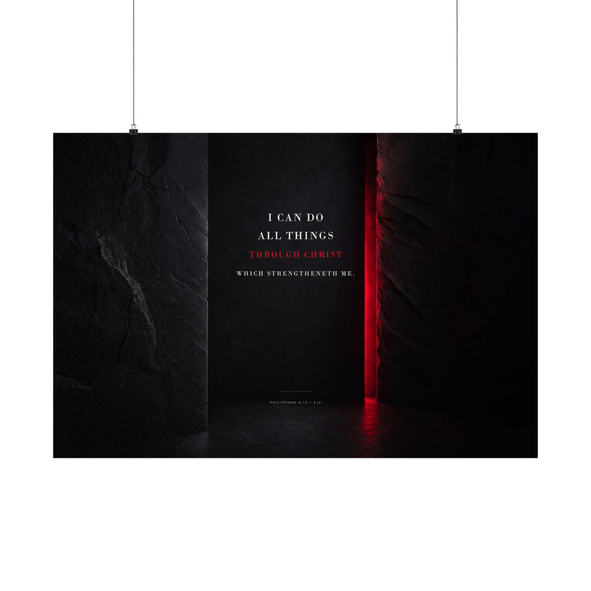 All Things Through Christ - Philippians 4:13 Scripture Wall Art | Matte Poster (Landscape)