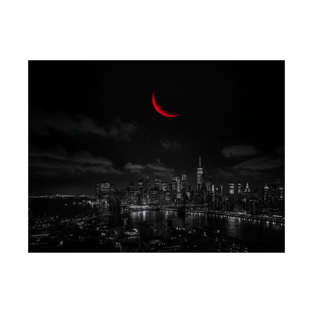 Red Crescent - Red Wall Decor | Matte Poster (Landscape)