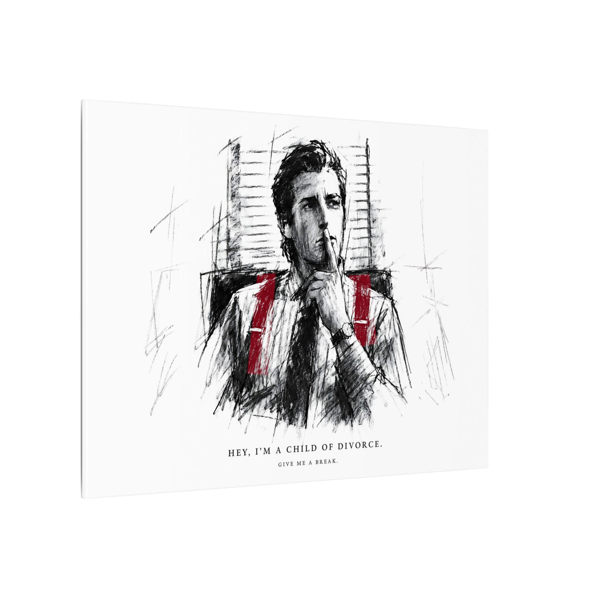 Child of Divorce Sketch - Dark Office Wall Art | Canvas (Landscape)