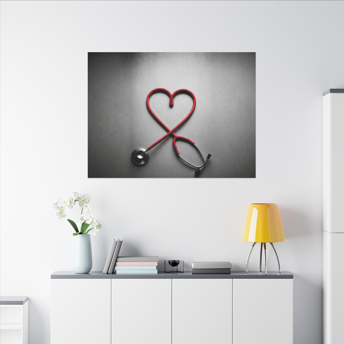 The Stethoscope Heart - Doctor's Office Wall Art | Canvas (Landscape)
