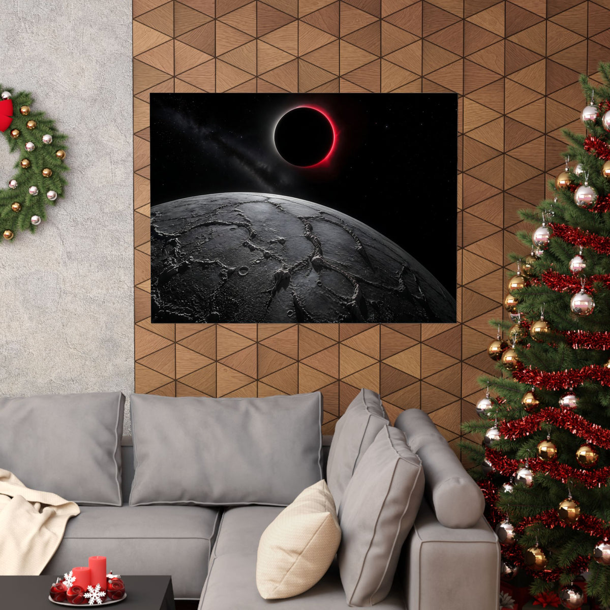 Red Eclipse - Moon Wall Art | Matte Poster (Landscape)