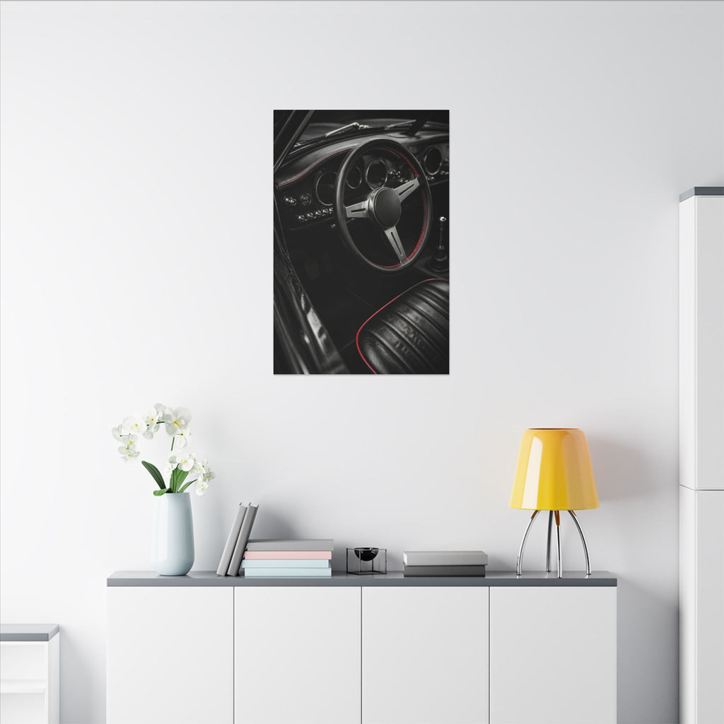 Red Stitch Cockpit - Classic Car Interior Wall Art | Canvas