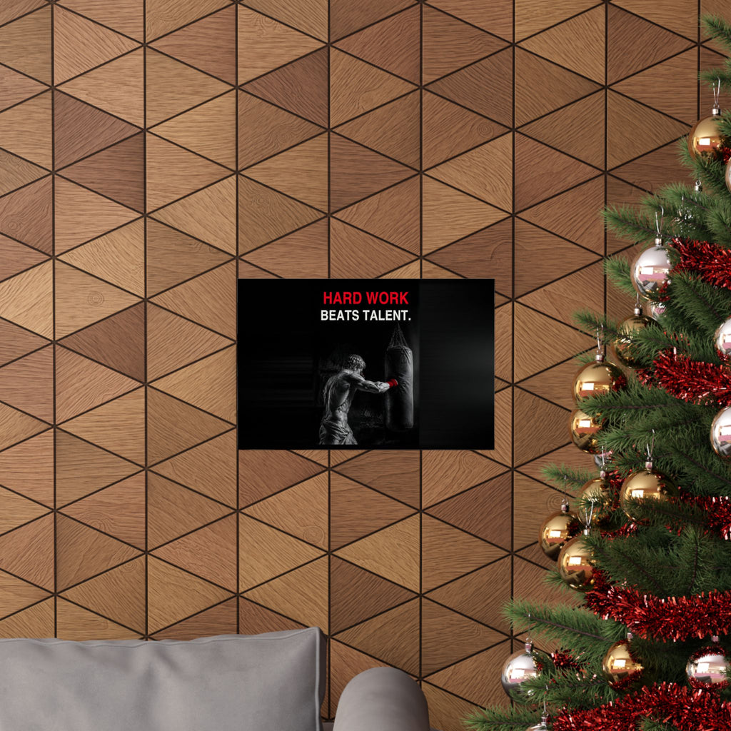 Hard Work Beats Talent - Boxing Wall Art | Matte Poster (Landscape)