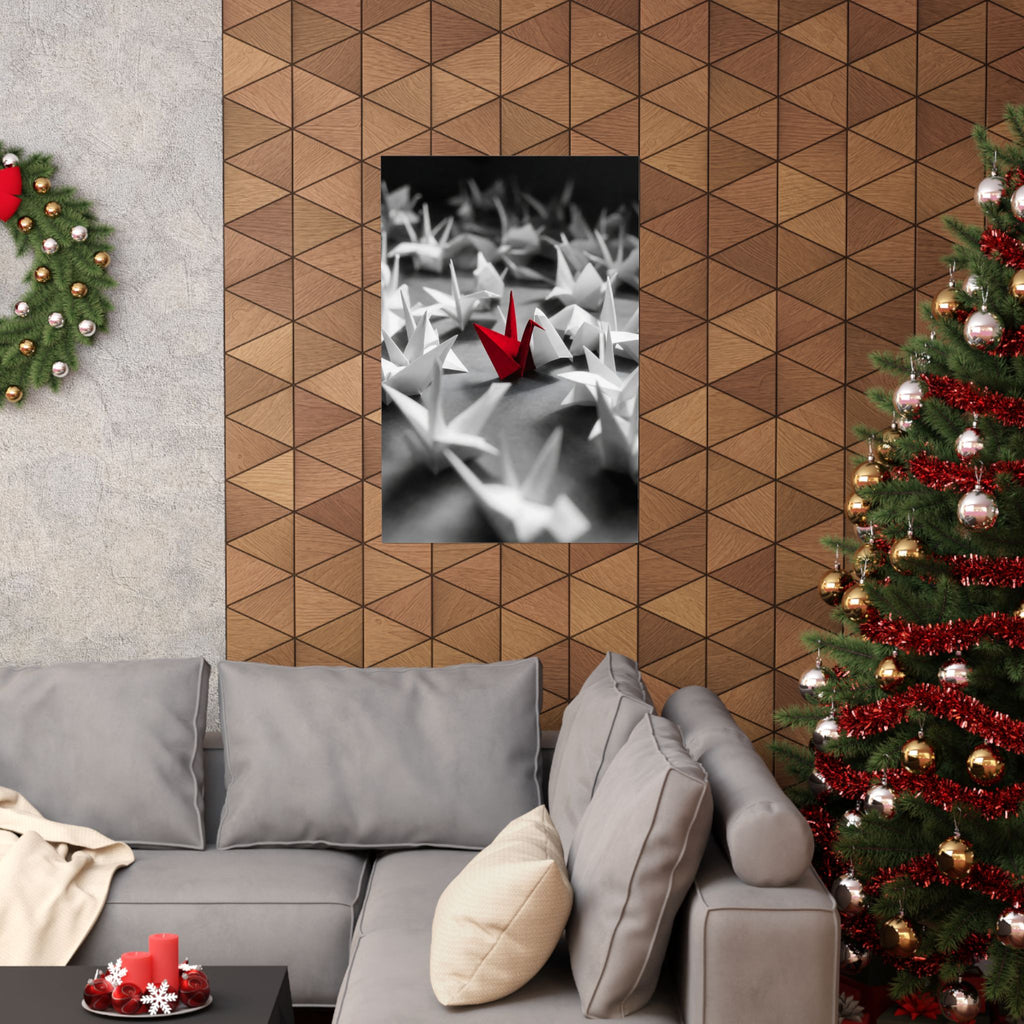 The Red Crane - Unique Wall Art For Office | Matte Poster