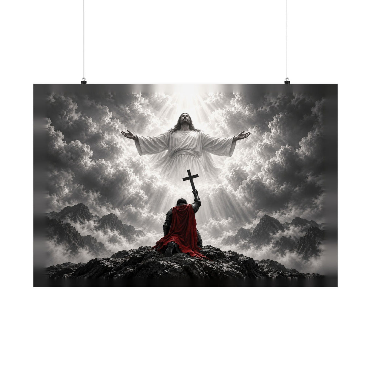 Jesus and the Warrior - Christian Wall Art | Matte Poster (Landscape)