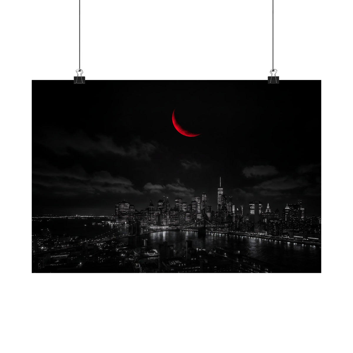 Red Crescent - Red Wall Decor | Matte Poster (Landscape)
