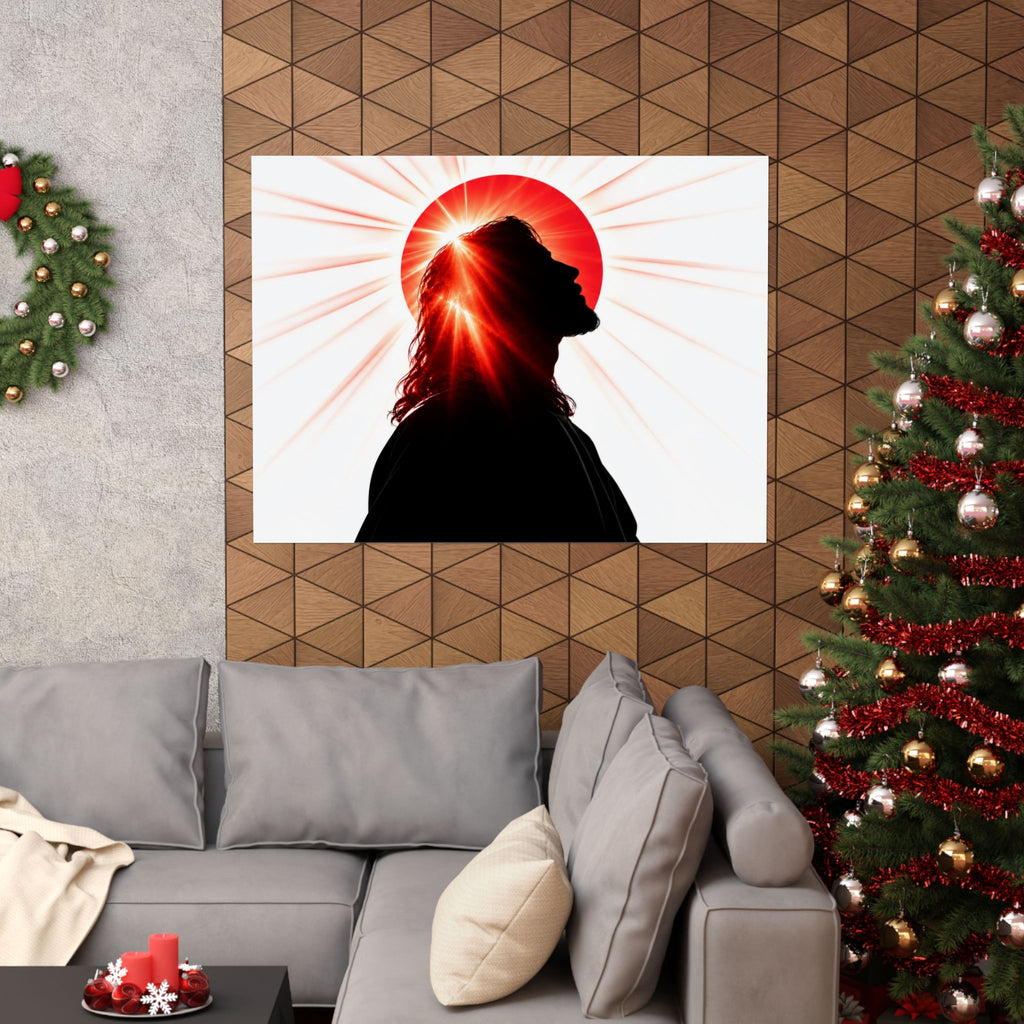 Jesus Silhouette - Christian Wall Art | Matte Poster (Landscape)