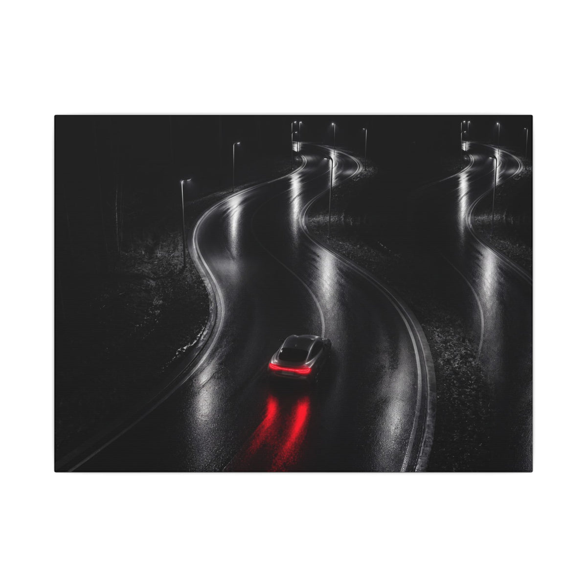 The Racing Line - Night Driving Wall Art | Canvas (Landscape)