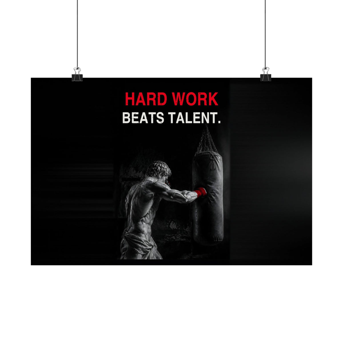 Hard Work Beats Talent - Boxing Wall Art | Matte Poster (Landscape)