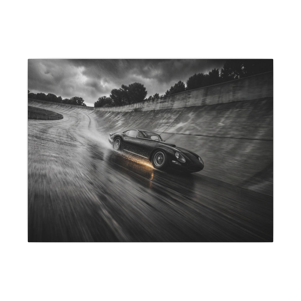Banked in the Rain - Race Car Wall Art | Canvas (Landscape)