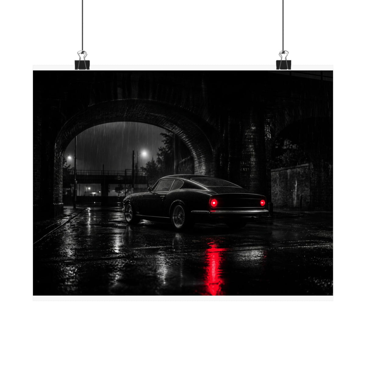 Red Tail Night - Classic Car Wall Art | Matte Poster (Landscape)